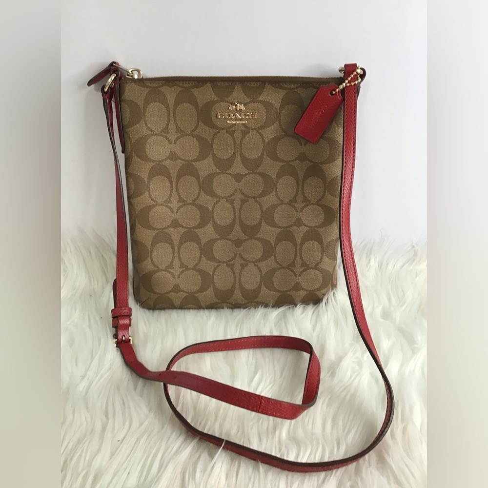 Authentic Coach Signature Canvas  North South Crossbody Shoulder Bag - Picture 2 of 16